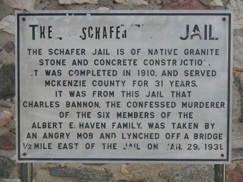 The Schafer Jail Marker. Click for full size. The Schafer Jail Marker image. Click for full size.