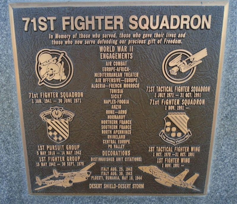 71st Fighter Squadron Marker image. Click for full size.