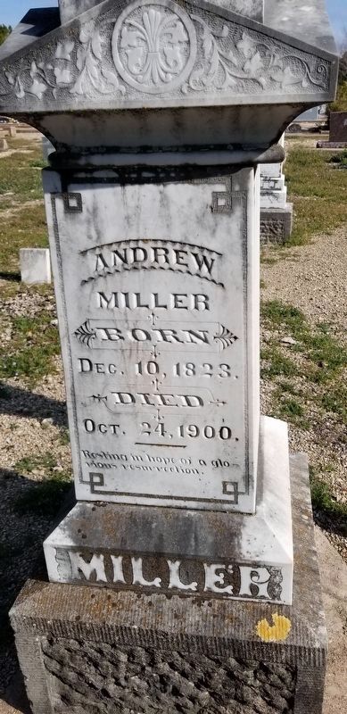 A close-up of Andrew Miller's tombstone image. Click for full size.