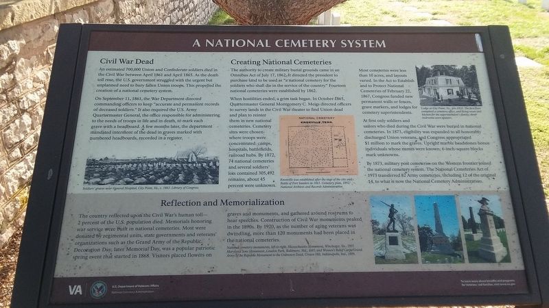 A National Cemetery System Marker. Click for full size. A National Cemetery System Marker image. Click for full size.