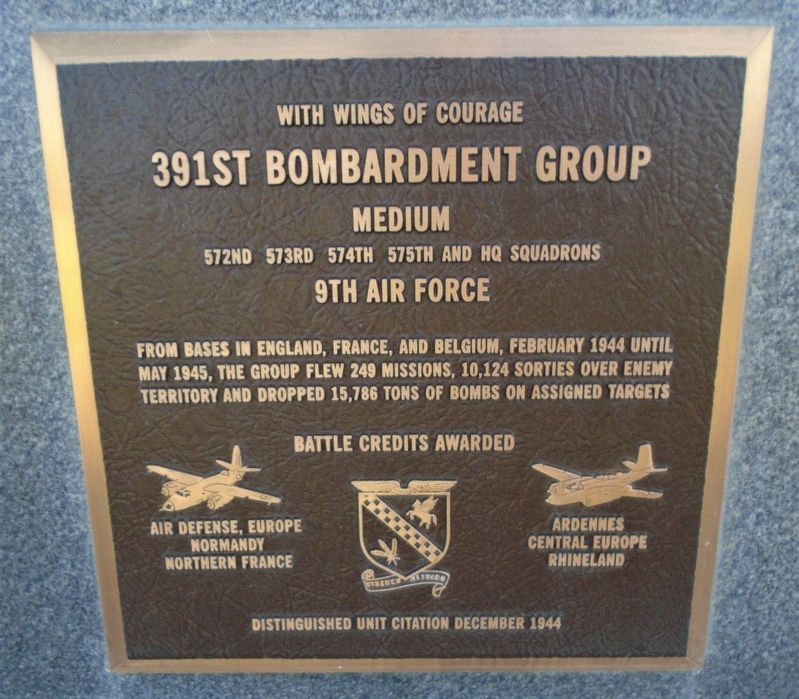 391st Bombardment Group (Medium) Marker image. Click for full size.