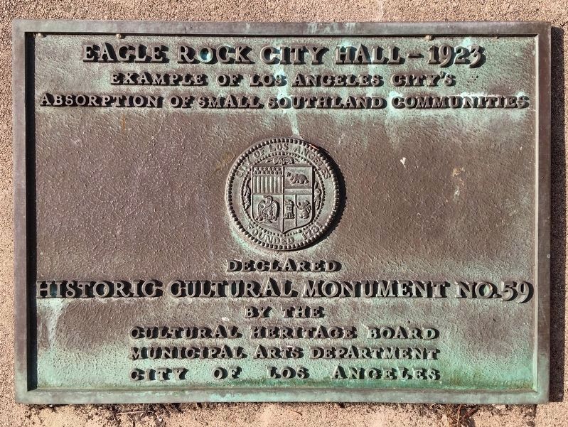 Eagle Rock City Hall Marker image. Click for full size.