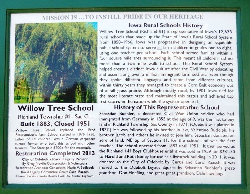 Iowa Rural Schools History Marker image. Click for full size.