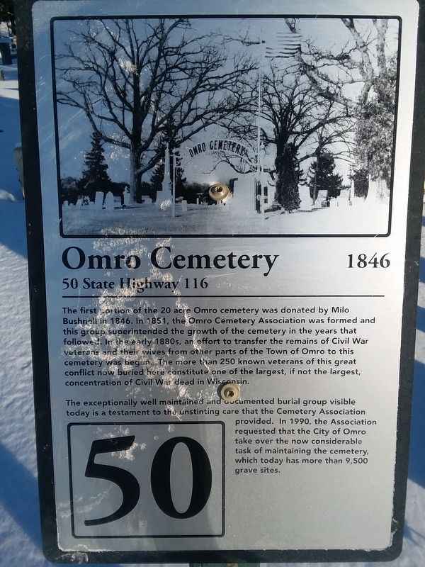 Omro Cemetery Marker image. Click for full size.