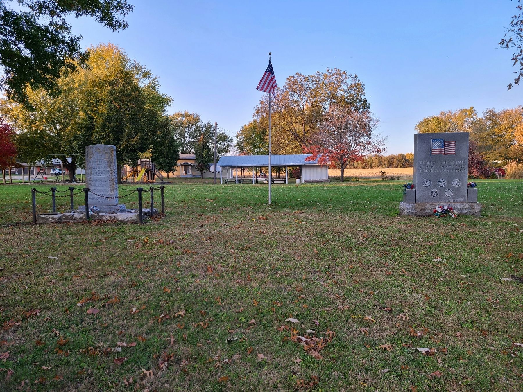 Old Kinderhook School Marker and Veterans Memorial image. Click for full size.