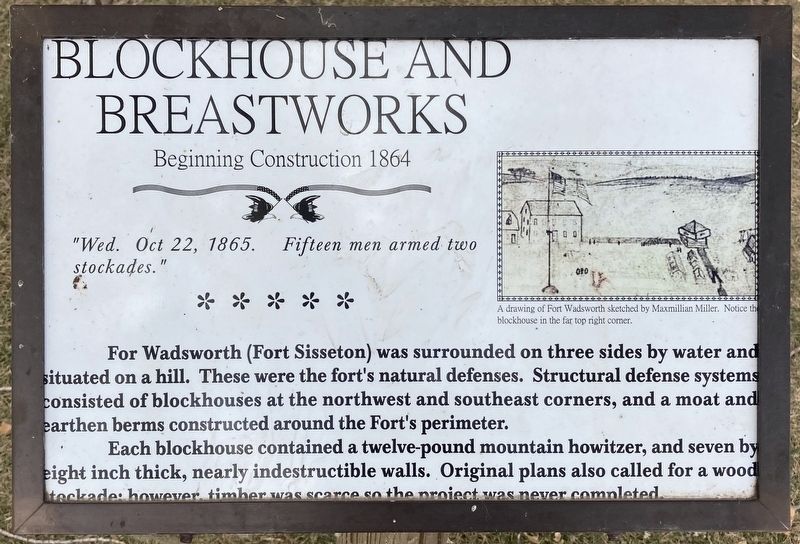 Blockhouse and Breastworks Marker image. Click for full size.