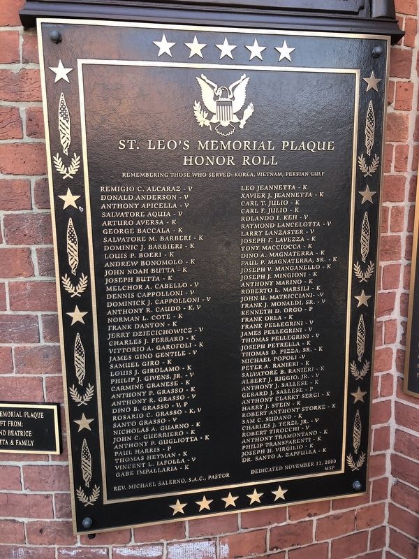 St. Leo's Memorial Plaque Marker image. Click for full size.