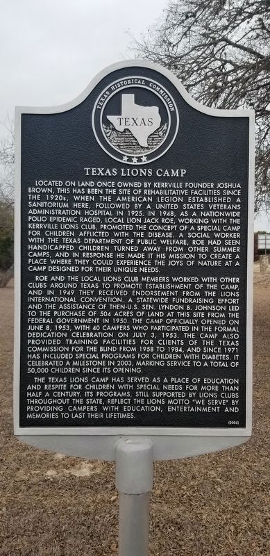 Texas Lions Camp Marker image. Click for full size.