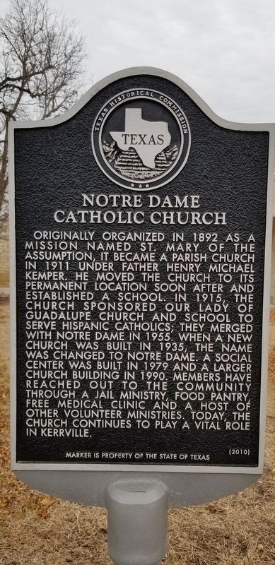 Notre Dame Catholic Church Marker. Click for full size. Notre Dame Catholic Church Marker image. Click for full size.