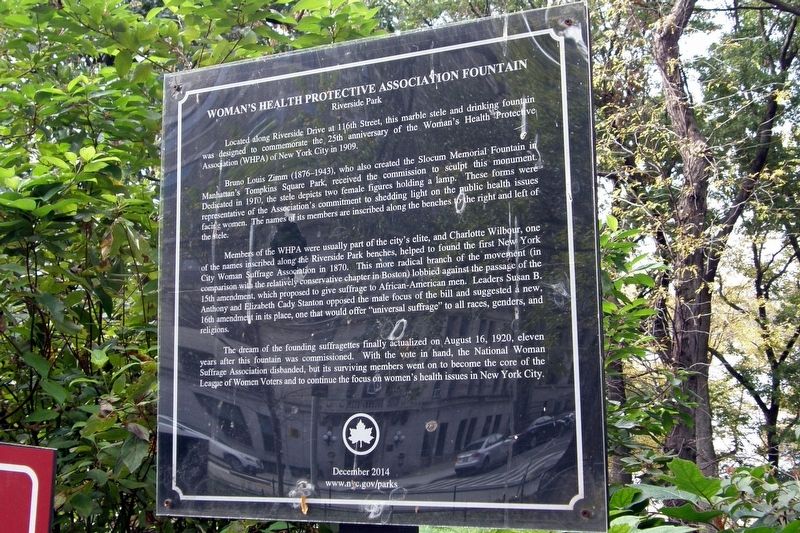 Woman's Health Protective Association Fountain Marker. Click for full size. Woman's Health Protective Association Fountain Marker image. Click for full size.