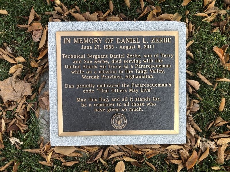 In Memory of Daniel L. Zerbe Marker. Click for full size. In Memory of Daniel L. Zerbe Marker image. Click for full size.
