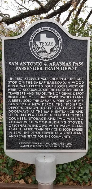 San Antonio & Aransas Pass Passenger Train Depot Marker image. Click for full size.