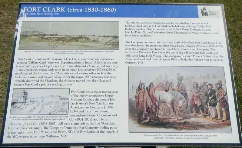 Fort Clark (circa 1830-1860) Marker image. Click for full size.