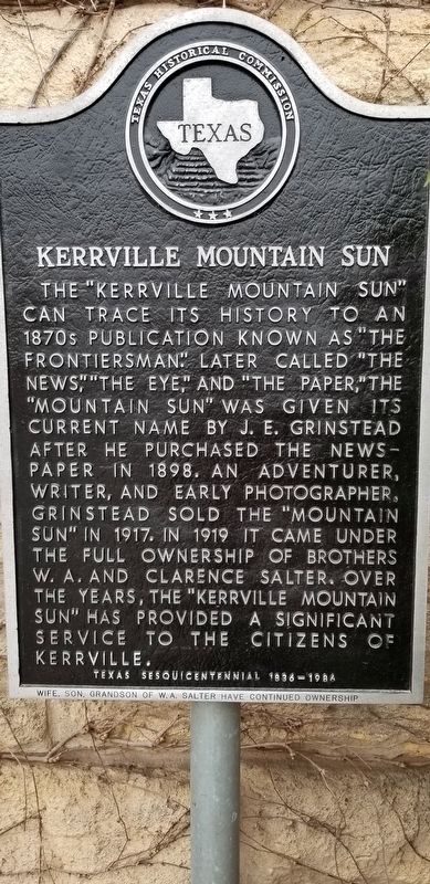 Kerrville Mountain Sun Marker. Click for full size. Kerrville Mountain Sun Marker image. Click for full size.