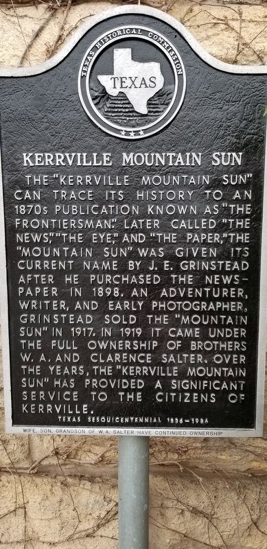 Kerrville Mountain Sun Marker image. Click for full size.