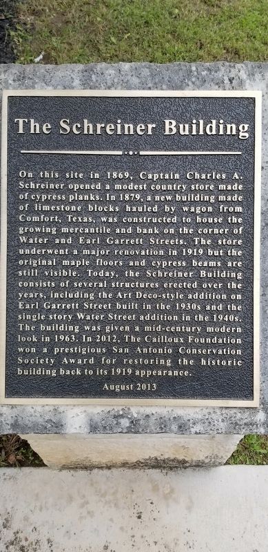 The Schreiner Building Marker image. Click for full size.