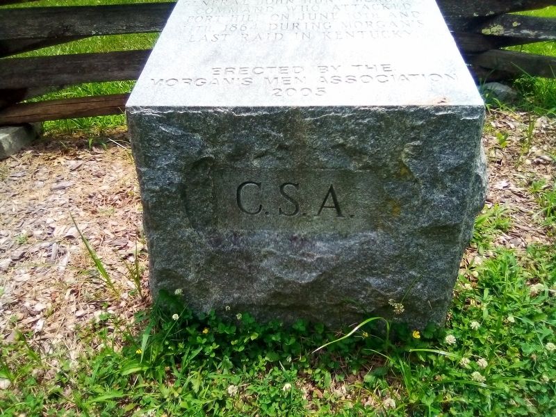 Front of General John Hunt Morgan's Cavalrymen Marker. Click for full size. Front of General John Hunt Morgan's Cavalrymen Marker image. Click for full size.