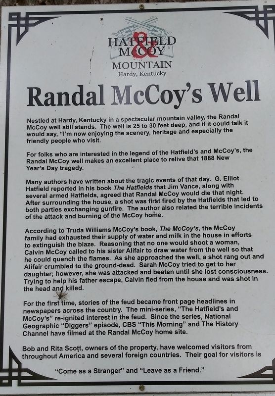 Randal McCoy's Well Marker. Click for full size. Randal McCoy's Well Marker image. Click for full size.