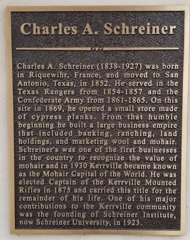 Charles A. Schreiner Marker image. Click for full size.