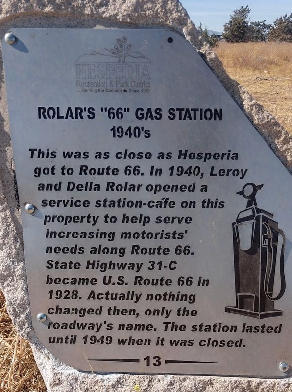Rolars “66” Gas Station Marker. Click for full size. Rolars “66” Gas Station Marker image. Click for full size.