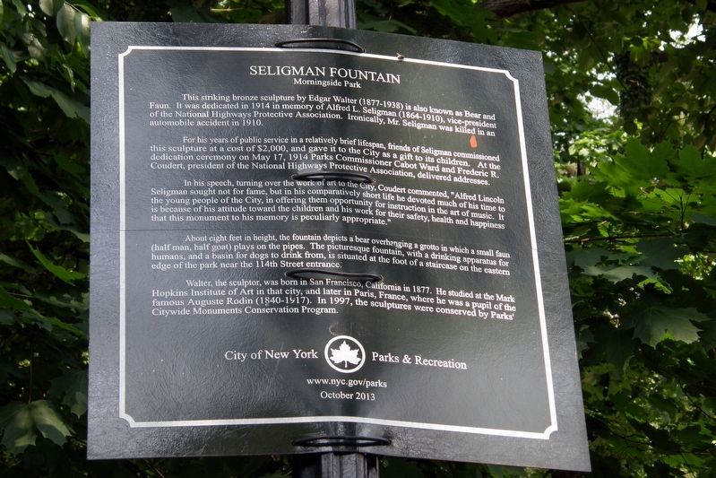 Alfred Lincoln Seligman Fountain Marker. Click for full size. Alfred Lincoln Seligman Fountain Marker image. Click for full size.