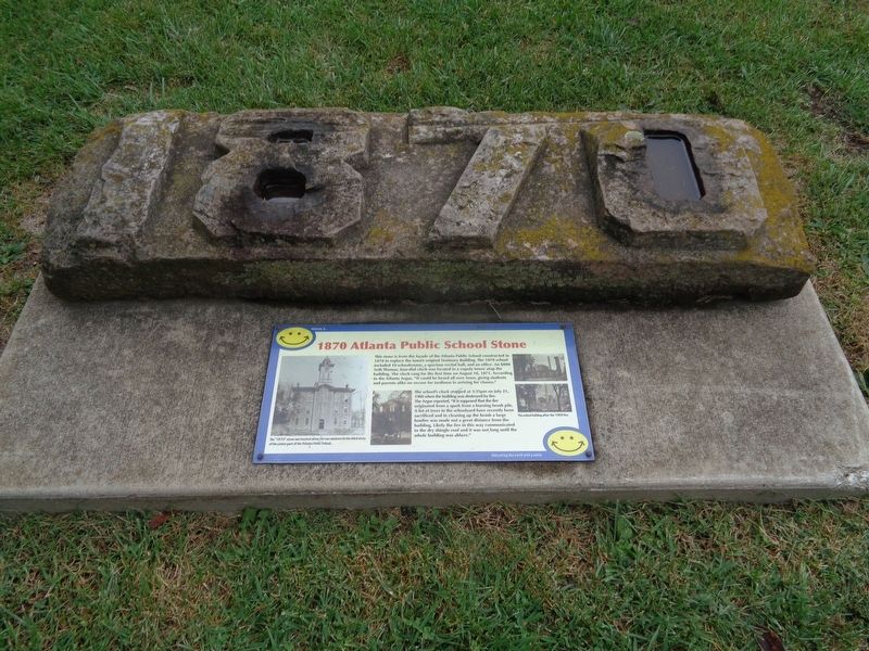 1870 Atlanta Public School Stone Marker. Click for full size. 1870 Atlanta Public School Stone Marker image. Click for full size.