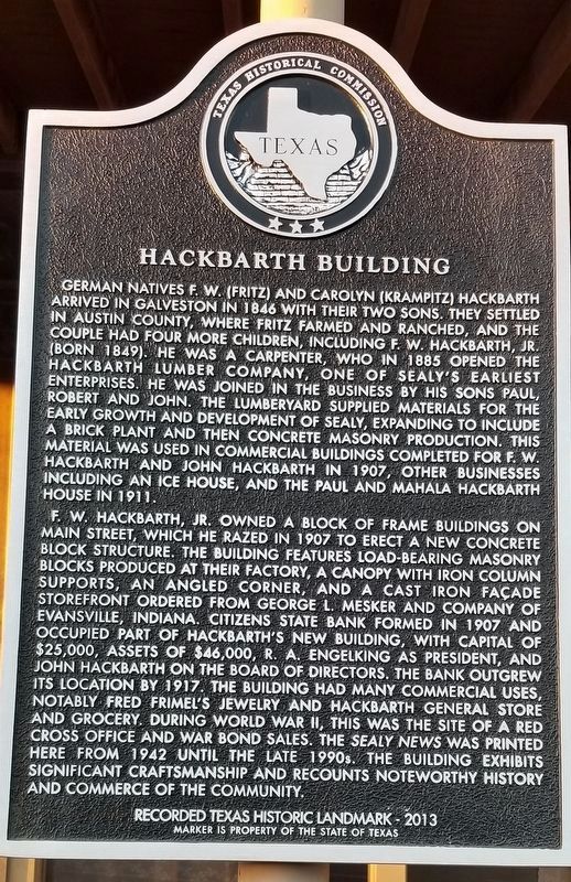 Hackbarth Building Marker image. Click for full size.