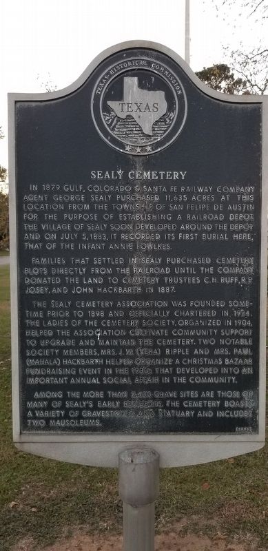 Sealy Cemetery Marker image. Click for full size.