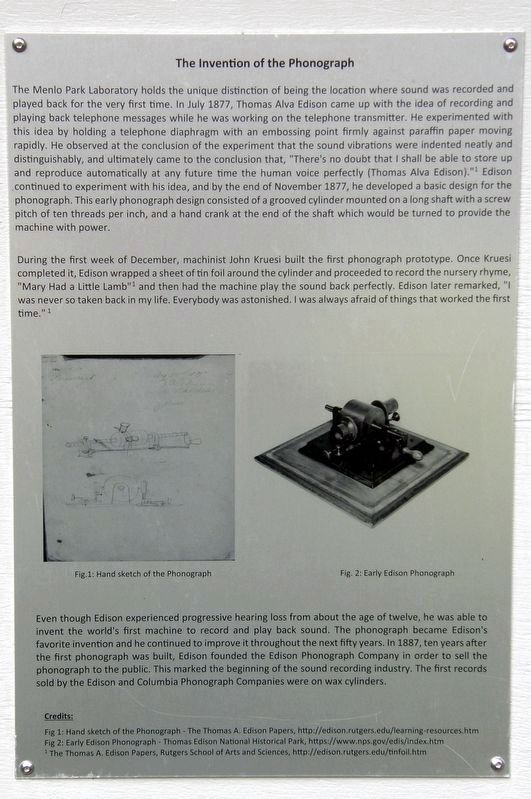 The Invention of the Phonograph, Plaque 1 image. Click for full size.