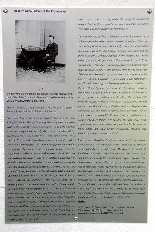 The Invention of the Phonograph, Plaque 2 image. Click for full size.