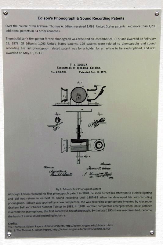 The Invention of the Phonograph Marker, Plaque 4 image. Click for full size.