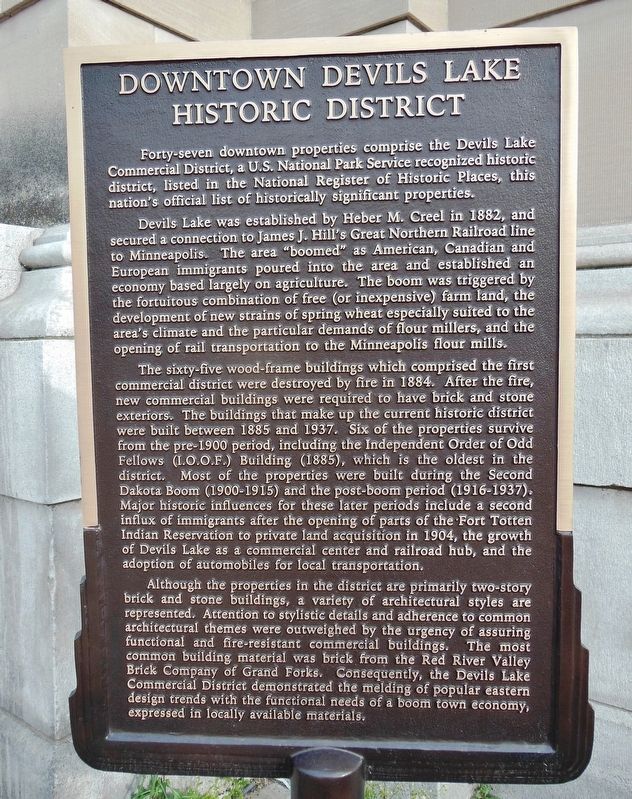 Downtown Devils Lake Historic District Marker image. Click for full size.