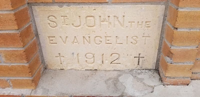 Cornerstone of the Saint John The Evangelist Catholic Church. Click for full size. Cornerstone of the Saint John The Evangelist Catholic Church image. Click for full size.