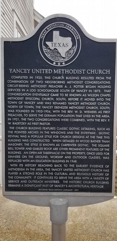Yancey United Methodist Church Marker image. Click for full size.