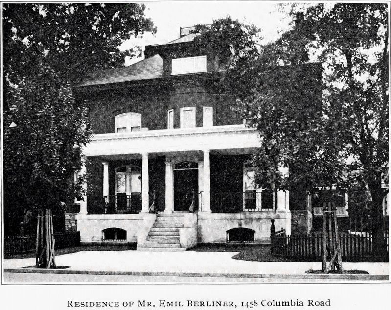 Residence of Mr. Emile Berliner,<br>1458 Columbia Road image. Click for full size.