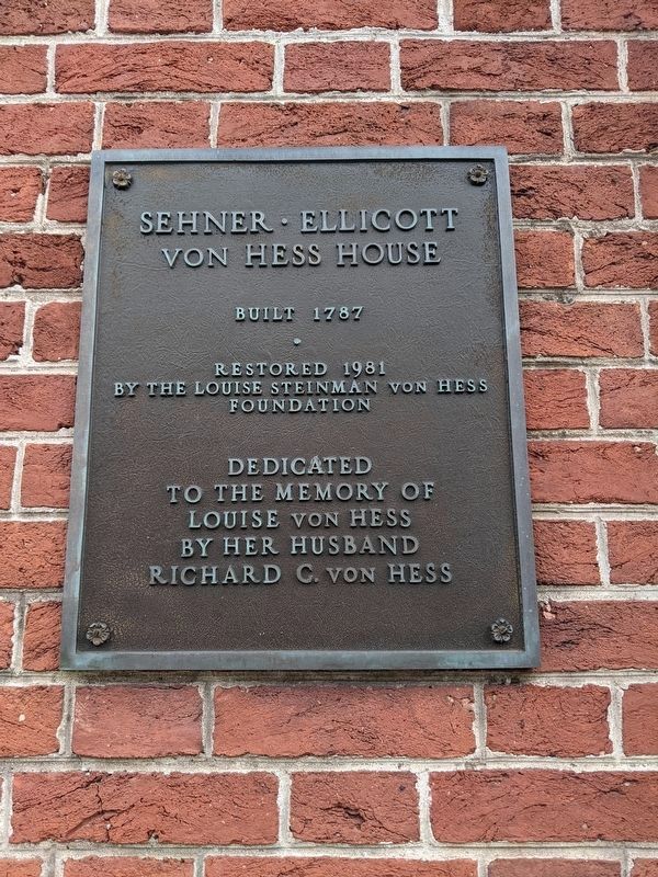 Sehner-Ellicott von Hess House plaque image. Click for full size.
