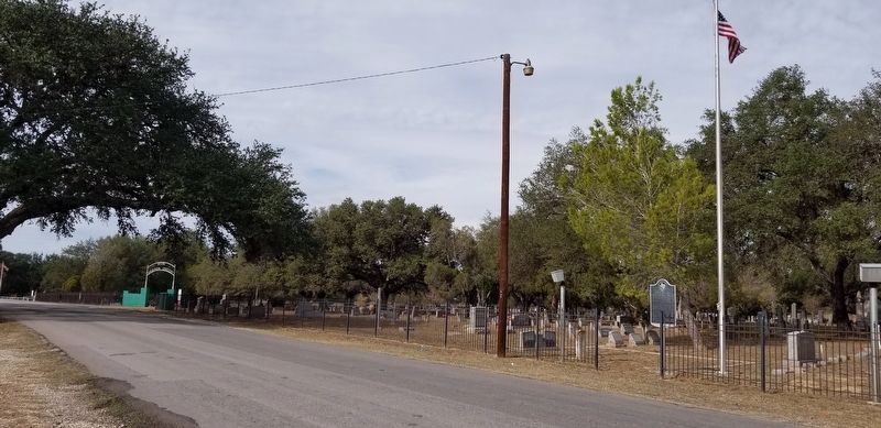 Devine Evergreen Cemetery Marker - wide view. Click for full size. Devine Evergreen Cemetery Marker - wide view image. Click for full size.