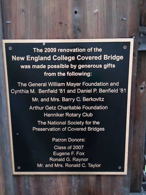 New England College Covered Bridge Marker. Click for full size. New England College Covered Bridge Marker image. Click for full size.