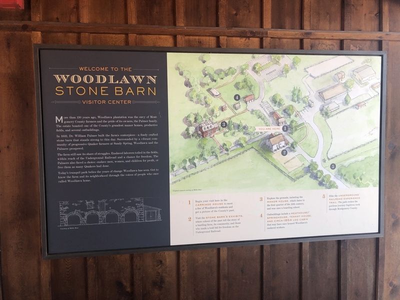 Welcome to the Woodlawn Stone Barn Visitor Center Marker image. Click for full size.