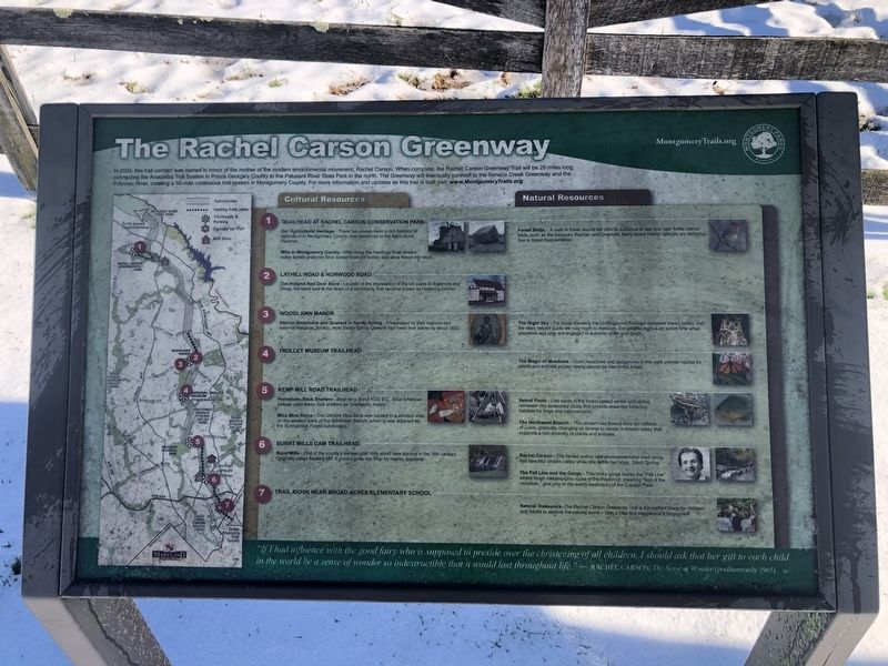 The Rachel Carson Greenway Marker image. Click for full size.
