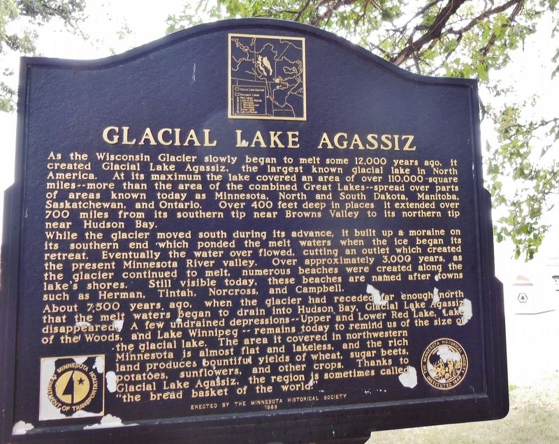 Glacial Lake Agassiz<br>(<i>marker north side</i>) image. Click for full size.