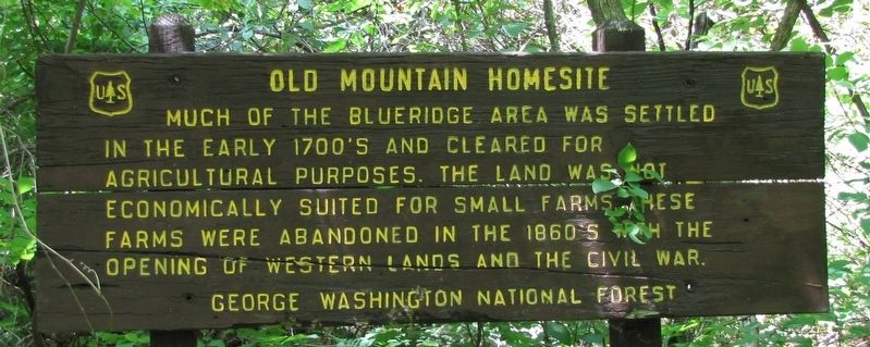 Old Mountain Homesite Marker. Click for full size. Old Mountain Homesite Marker image. Click for full size.