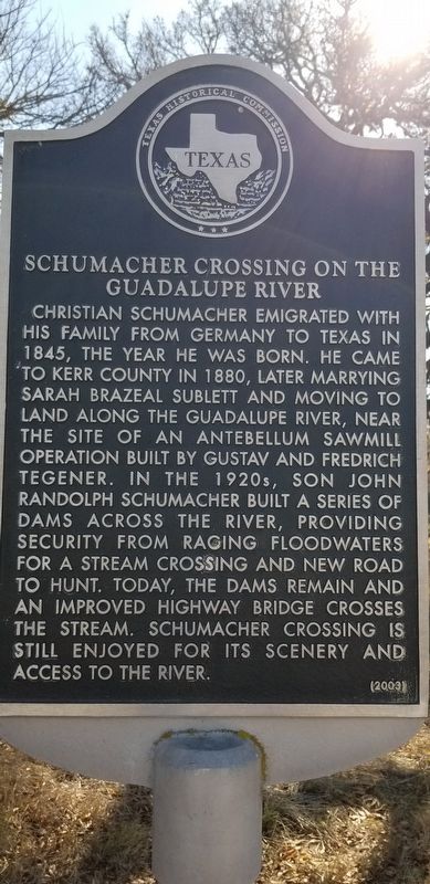 Schumacher Crossing on the Guadalupe River Marker image. Click for full size.