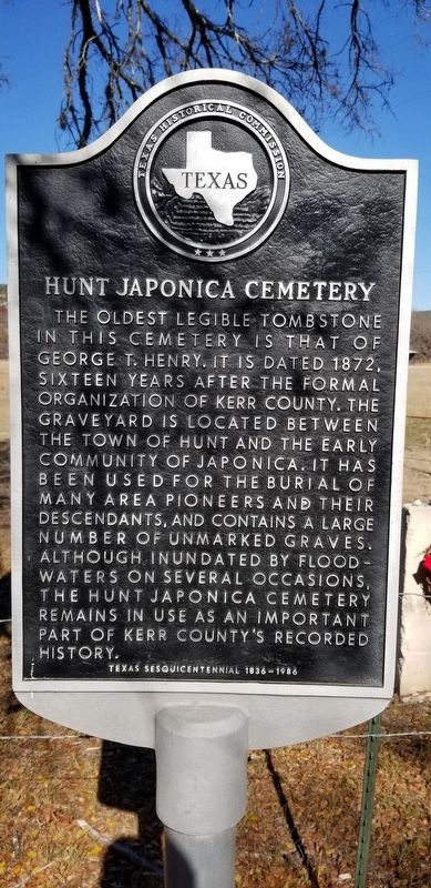 Hunt Japonica Cemetery Marker. Click for full size. Hunt Japonica Cemetery Marker image. Click for full size.