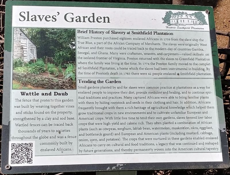 Slaves' Garden Marker image. Click for full size.