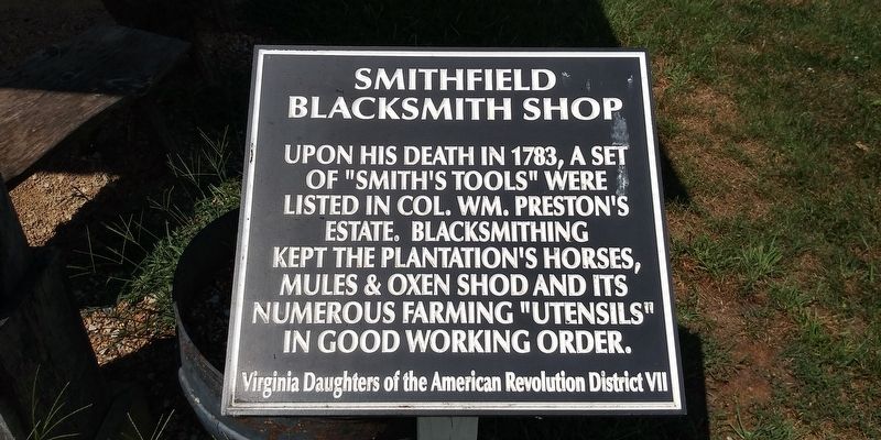 Smithfield Blacksmith Shop Marker image. Click for full size.