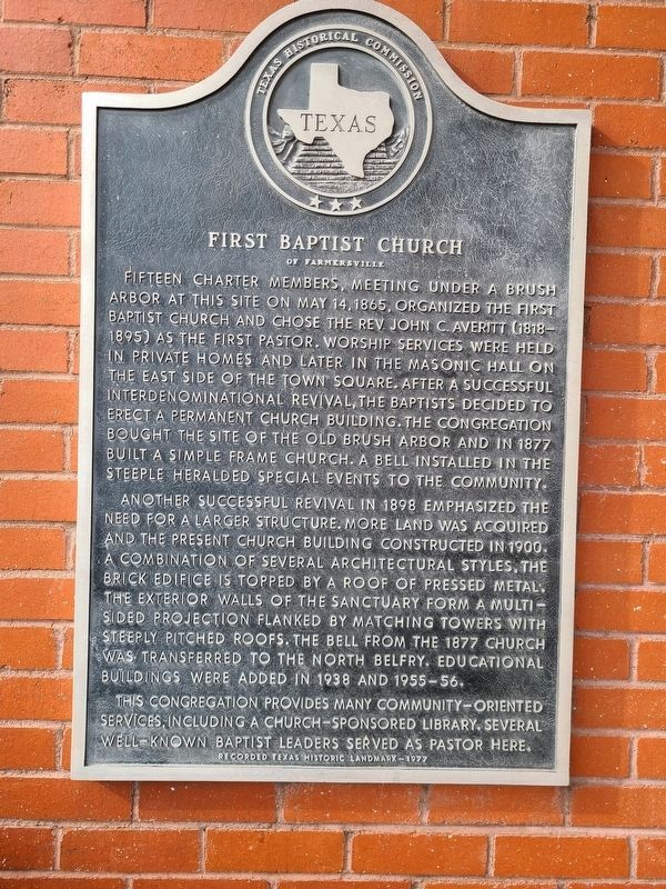 First Baptist Church of Farmersville Marker image. Click for full size.