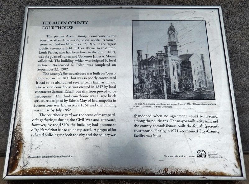 The Allen County Courthouse Marker image. Click for full size.