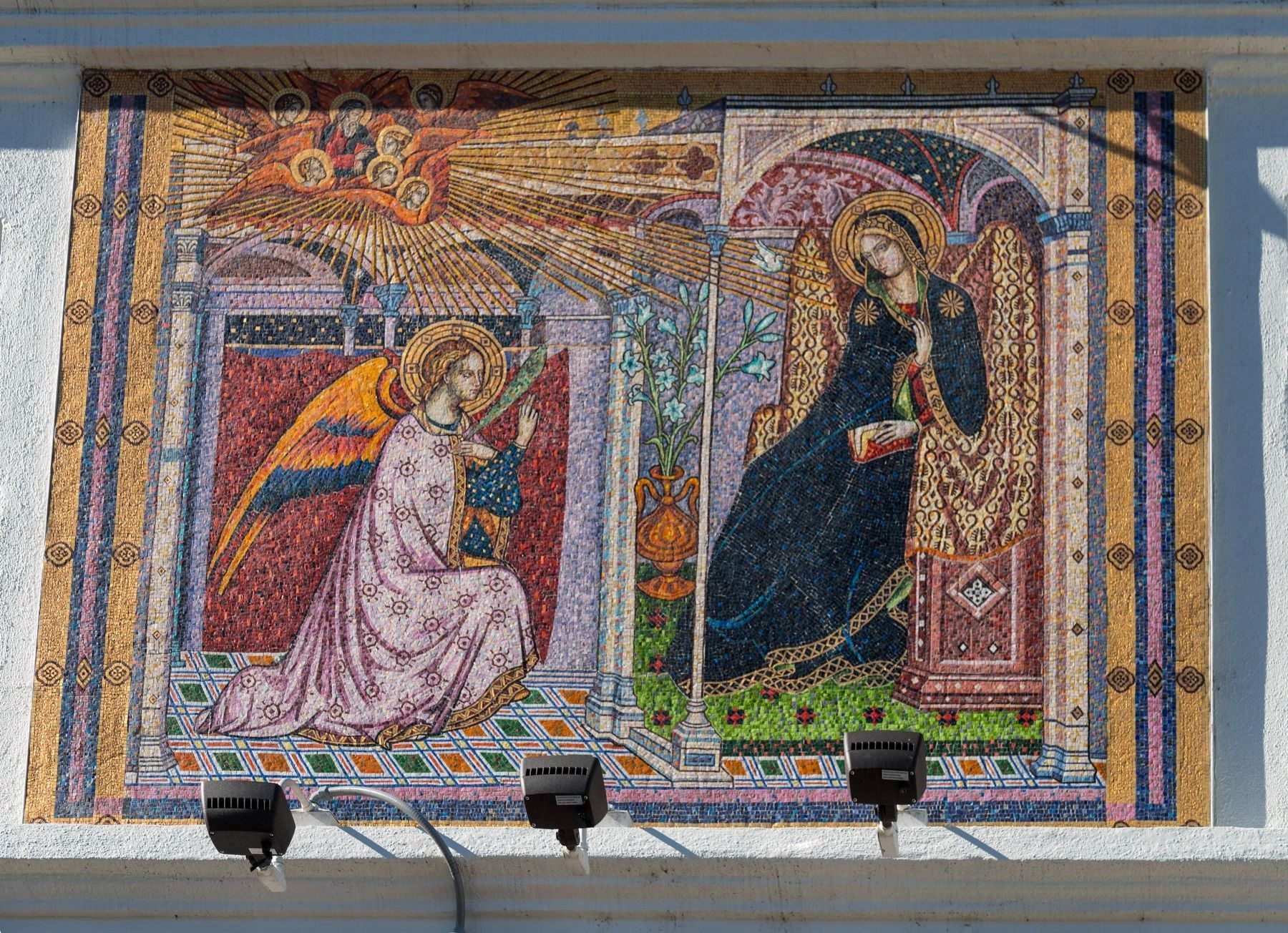 The Annunciation Mosaic on the Church of Our Lady of the Angels, Los Angeles, California image. Click for full size.