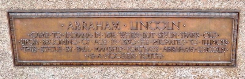 Abraham Lincoln � The Hoosier Youth Marker image. Click for full size.
